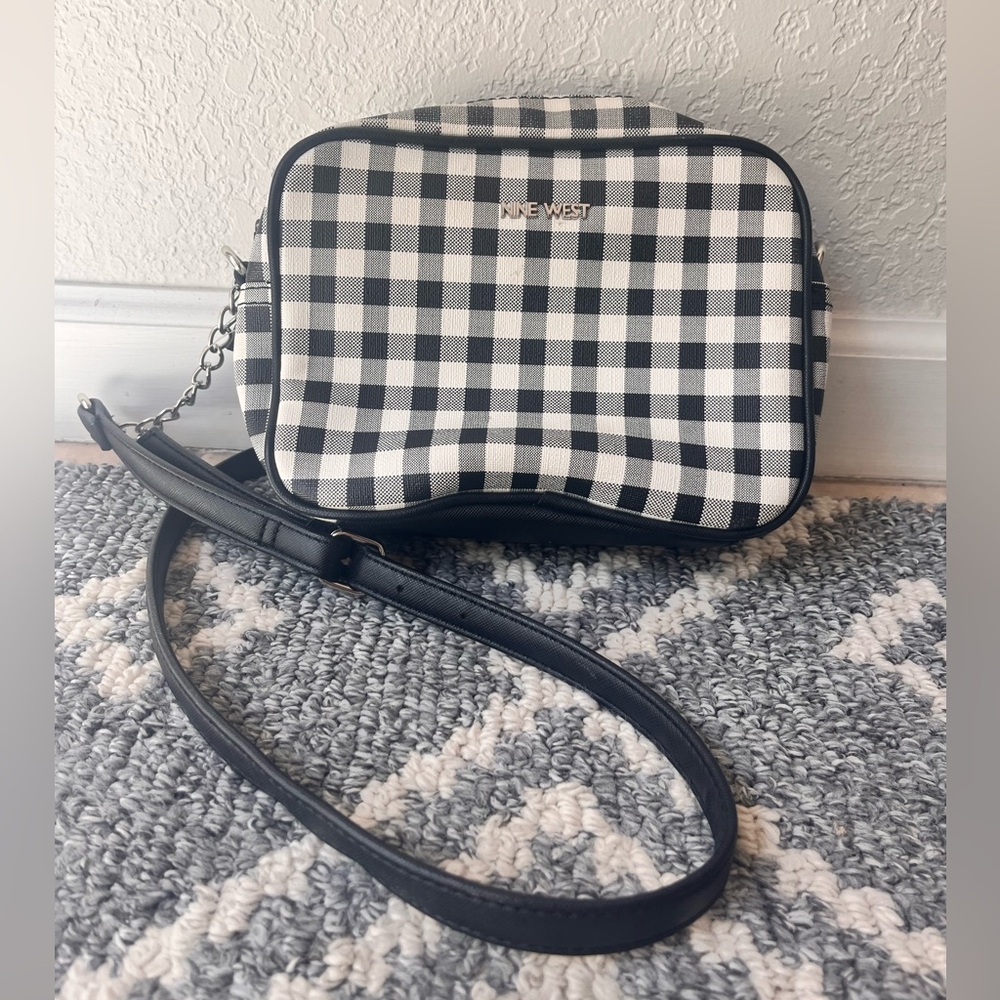 Nine West Black Checker Cross Body Purse